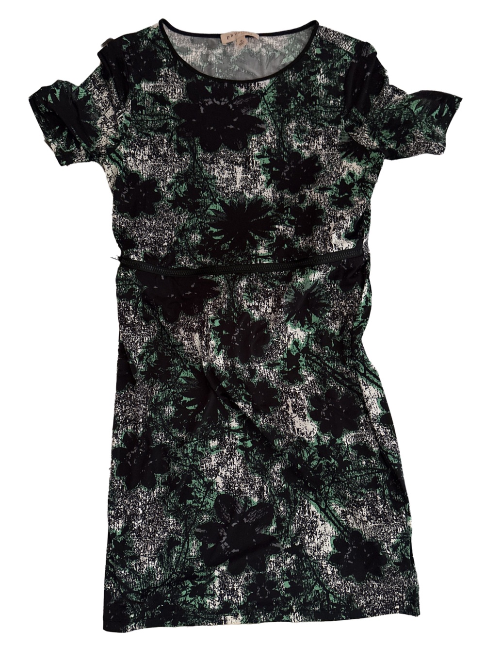 Philosophy Black and Green Floral Print Dress